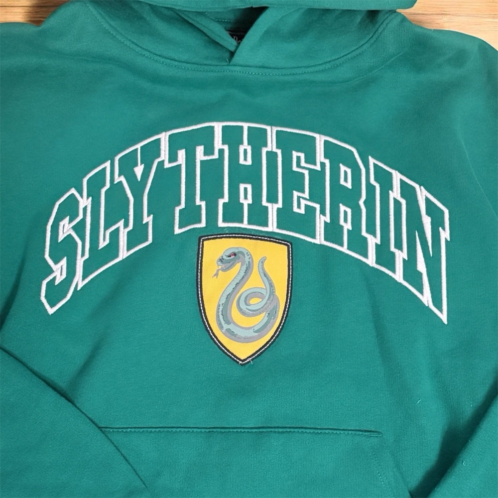 Kids Harry Potter Slytherin Green House Crest Hooded Sweatshirt